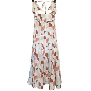 CHERLEY Geometric Print Flowy Halter Maxi Dress Size Medium NWT